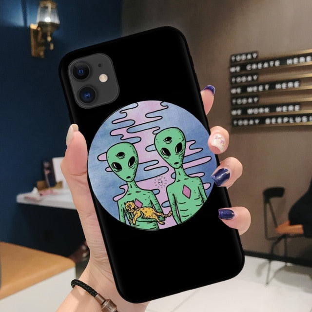 Aesthetics Cartoon alien space Soft Silicone Phone Case Cover Shell For iPhone 11Pro Max 6 6s 7 8 Plus X XR XS MAX case Coque
