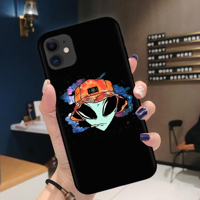 Aesthetics Cartoon alien space Soft Silicone Phone Case Cover Shell For iPhone 11Pro Max 6 6s 7 8 Plus X XR XS MAX case Coque