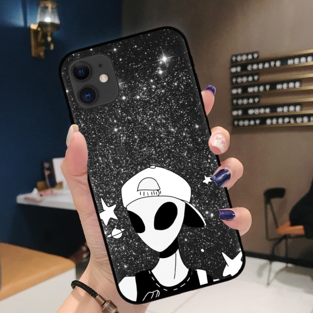 Aesthetics Cartoon alien space Soft Silicone Phone Case Cover Shell For iPhone 11Pro Max 6 6s 7 8 Plus X XR XS MAX case Coque