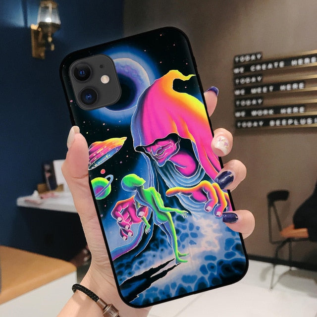 Aesthetics Cartoon alien space Soft Silicone Phone Case Cover Shell For iPhone 11Pro Max 6 6s 7 8 Plus X XR XS MAX case Coque