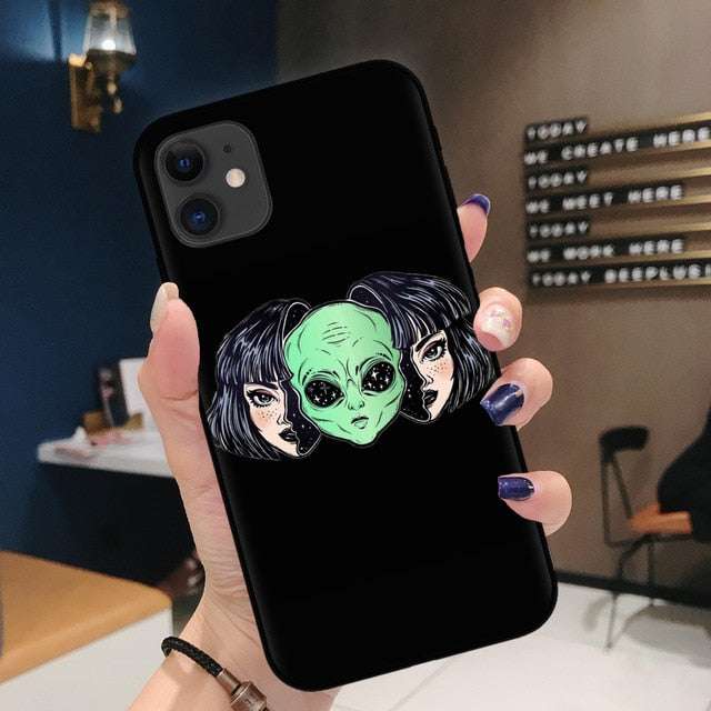 Aesthetics Cartoon alien space Soft Silicone Phone Case Cover Shell For iPhone 11Pro Max 6 6s 7 8 Plus X XR XS MAX case Coque