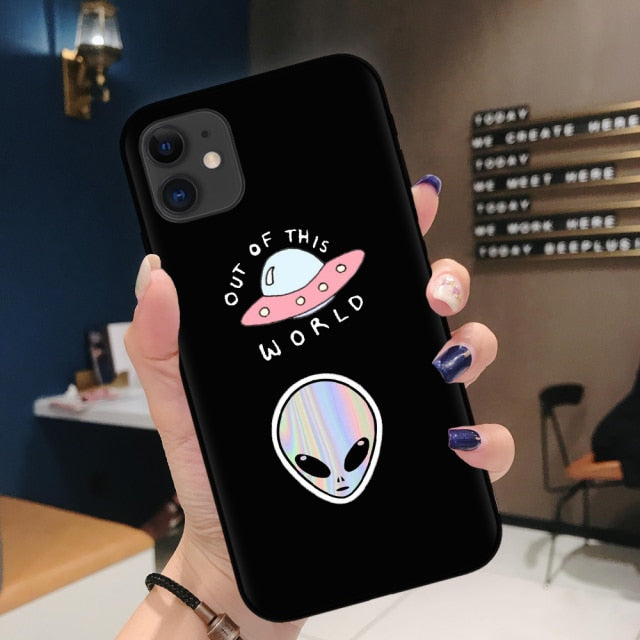 Aesthetics Cartoon alien space Soft Silicone Phone Case Cover Shell For iPhone 11Pro Max 6 6s 7 8 Plus X XR XS MAX case Coque