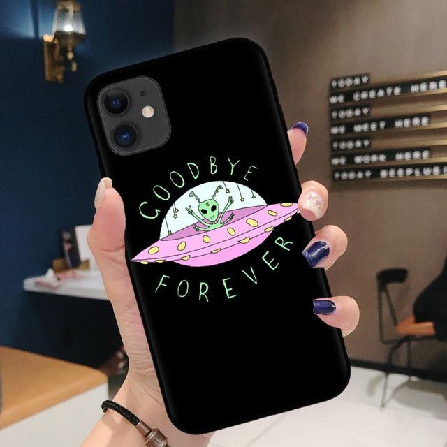 Aesthetics Cartoon alien space Soft Silicone Phone Case Cover Shell For iPhone 11Pro Max 6 6s 7 8 Plus X XR XS MAX case Coque