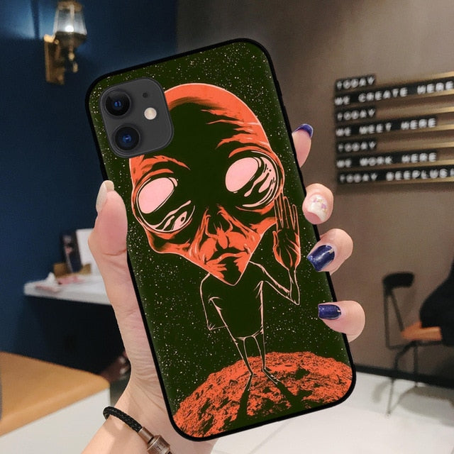 Aesthetics Cartoon alien space Soft Silicone Phone Case Cover Shell For iPhone 11Pro Max 6 6s 7 8 Plus X XR XS MAX case Coque