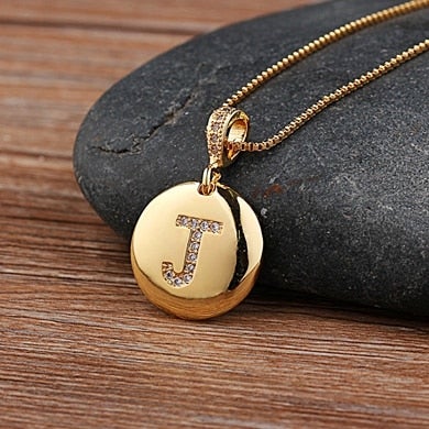 Top Quality Women Girls Initial Letter Necklace Gold 26 Letters Charm Necklaces Pendants Copper CZ Jewelry Personal Necklace