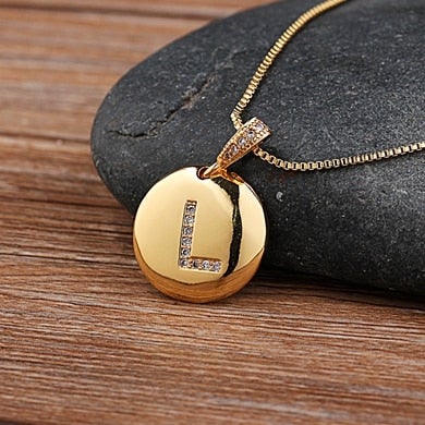 Top Quality Women Girls Initial Letter Necklace Gold 26 Letters Charm Necklaces Pendants Copper CZ Jewelry Personal Necklace