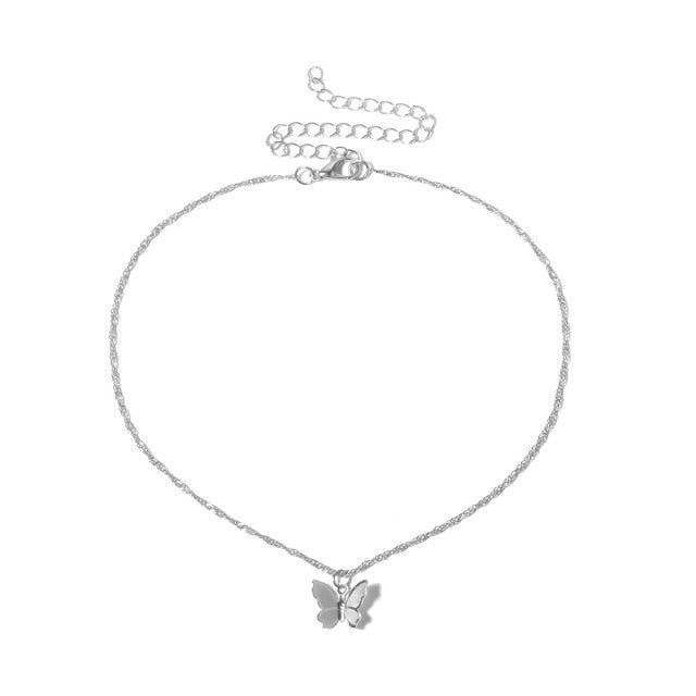 JCYMONG Bohemian Cute Butterfly Choker Necklace For Women Gold Silver Color Clavicle Chain 2020 Fashion Female Chocker Jewelry