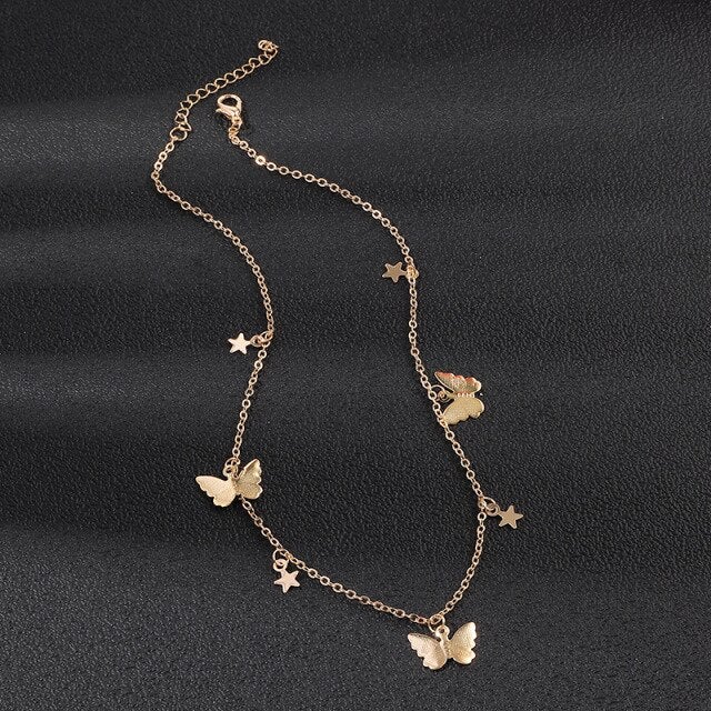 JCYMONG Bohemian Cute Butterfly Choker Necklace For Women Gold Silver Color Clavicle Chain 2020 Fashion Female Chocker Jewelry