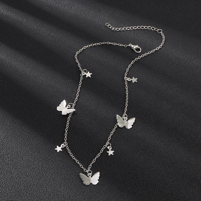 JCYMONG Bohemian Cute Butterfly Choker Necklace For Women Gold Silver Color Clavicle Chain 2020 Fashion Female Chocker Jewelry