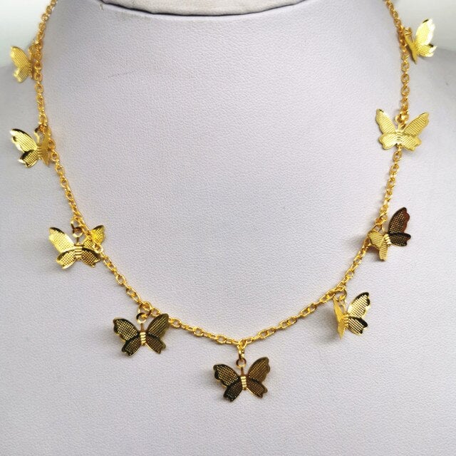 JCYMONG Bohemian Cute Butterfly Choker Necklace For Women Gold Silver Color Clavicle Chain 2020 Fashion Female Chocker Jewelry