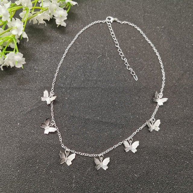 JCYMONG Bohemian Cute Butterfly Choker Necklace For Women Gold Silver Color Clavicle Chain 2020 Fashion Female Chocker Jewelry