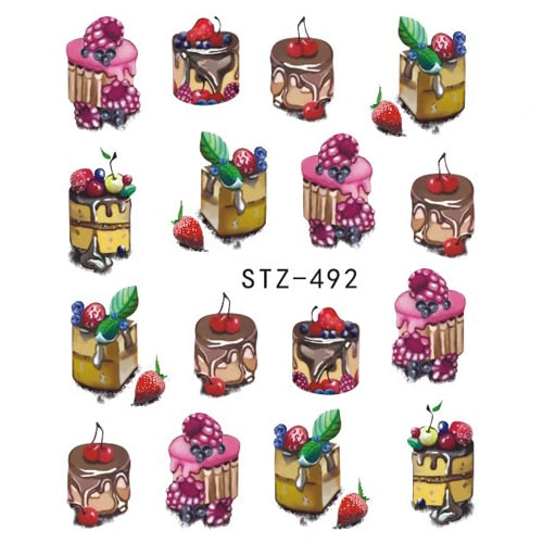 1PCS Strawberry Summer Fruit Drinking Stickers For Nails Manicure Nail Art Design Water Transfer Watermark Beauty Decals TRSTZ