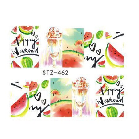 1PCS Strawberry Summer Fruit Drinking Stickers For Nails Manicure Nail Art Design Water Transfer Watermark Beauty Decals TRSTZ