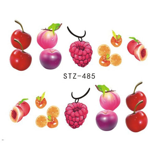 1PCS Strawberry Summer Fruit Drinking Stickers For Nails Manicure Nail Art Design Water Transfer Watermark Beauty Decals TRSTZ