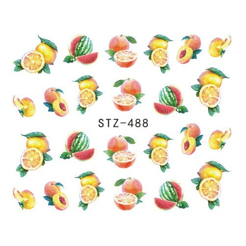 1PCS Strawberry Summer Fruit Drinking Stickers For Nails Manicure Nail Art Design Water Transfer Watermark Beauty Decals TRSTZ