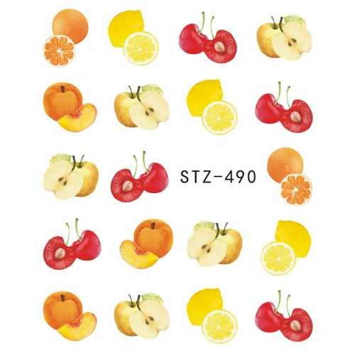 1PCS Strawberry Summer Fruit Drinking Stickers For Nails Manicure Nail Art Design Water Transfer Watermark Beauty Decals TRSTZ
