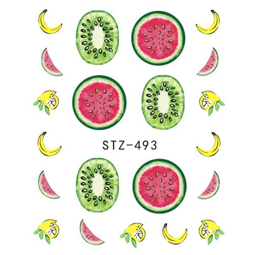 1PCS Strawberry Summer Fruit Drinking Stickers For Nails Manicure Nail Art Design Water Transfer Watermark Beauty Decals TRSTZ