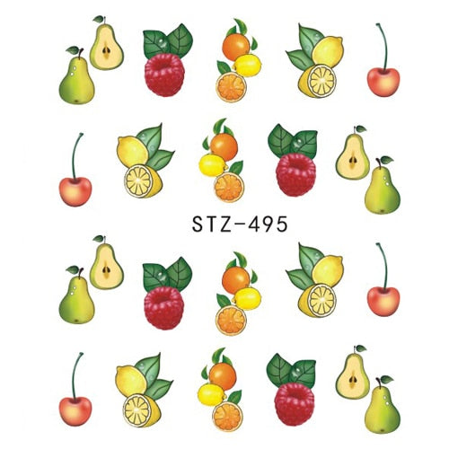 1PCS Strawberry Summer Fruit Drinking Stickers For Nails Manicure Nail Art Design Water Transfer Watermark Beauty Decals TRSTZ