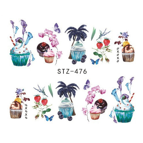 1PCS Strawberry Summer Fruit Drinking Stickers For Nails Manicure Nail Art Design Water Transfer Watermark Beauty Decals TRSTZ