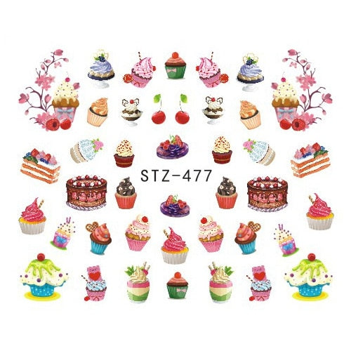 1PCS Strawberry Summer Fruit Drinking Stickers For Nails Manicure Nail Art Design Water Transfer Watermark Beauty Decals TRSTZ