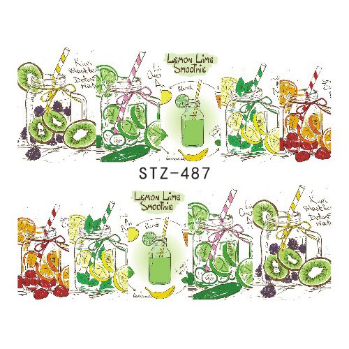 1PCS Strawberry Summer Fruit Drinking Stickers For Nails Manicure Nail Art Design Water Transfer Watermark Beauty Decals TRSTZ