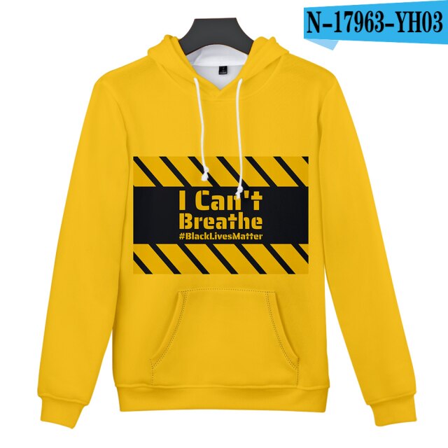 Black Lives Matter Hoodie Sweatshirt Men/Women 3D Print I cant Breathe Shirt Long Sleeve Kids/Adults Hoodies Streetwear Slogan
