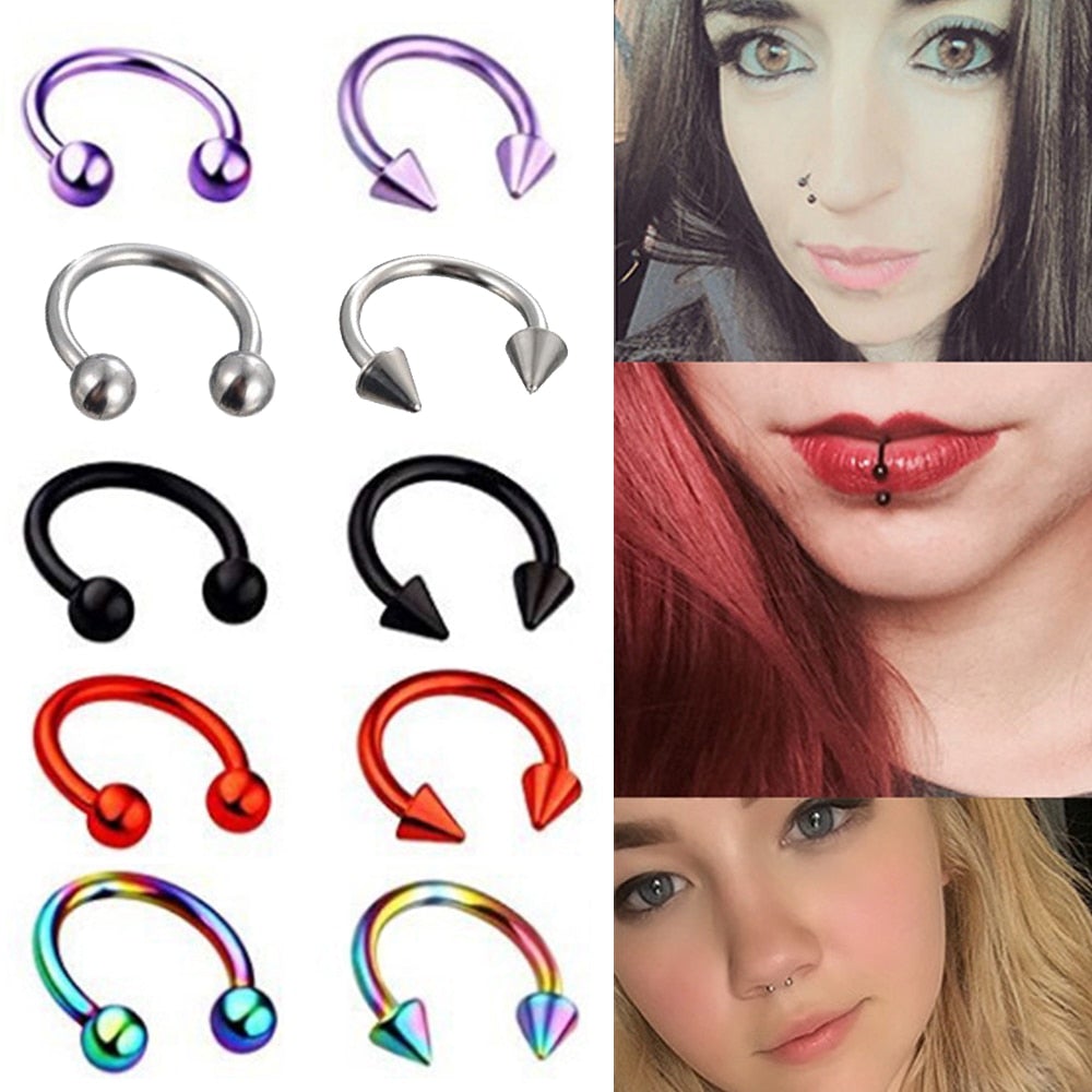 1piece Fashion stainless steel Horseshoe Fake Nose Ring C Clip BCR Septum Lip Piercing Falso Nose Rings Hoop For Women Men