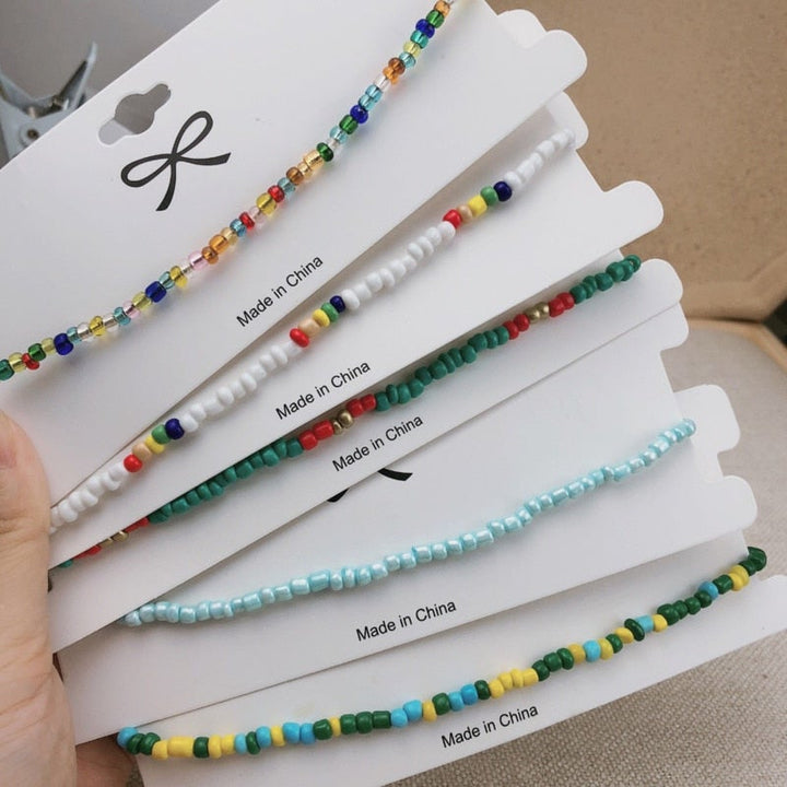 Simple Seed Beads Strand Necklace Women String Beaded Short Choker Necklace Jewelry Chokers Necklace Gift 1pc