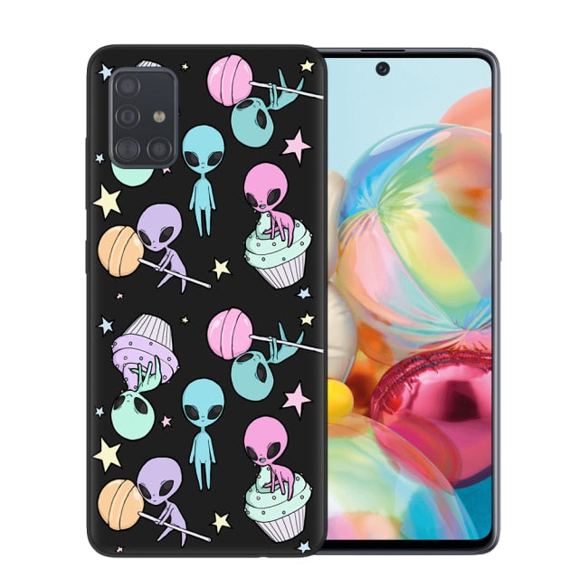 Aesthetics Cute Cartoon alien space Soft Phone Case Cover for Samsung A51 A71 A10 A20 A30 A40 A50 A70 A6 A8 Plus A7 A9 2018 Capa