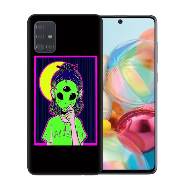 Aesthetics Cute Cartoon alien space Soft Phone Case Cover for Samsung A51 A71 A10 A20 A30 A40 A50 A70 A6 A8 Plus A7 A9 2018 Capa