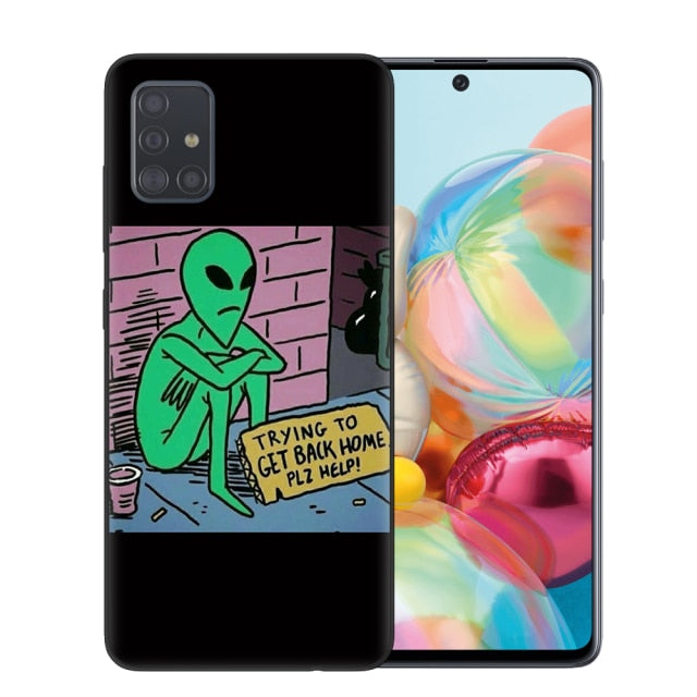 Aesthetics Cute Cartoon alien space Soft Phone Case Cover for Samsung A51 A71 A10 A20 A30 A40 A50 A70 A6 A8 Plus A7 A9 2018 Capa