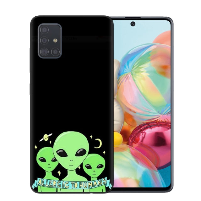 Aesthetics Cute Cartoon alien space Soft Phone Case Cover for Samsung A51 A71 A10 A20 A30 A40 A50 A70 A6 A8 Plus A7 A9 2018 Capa