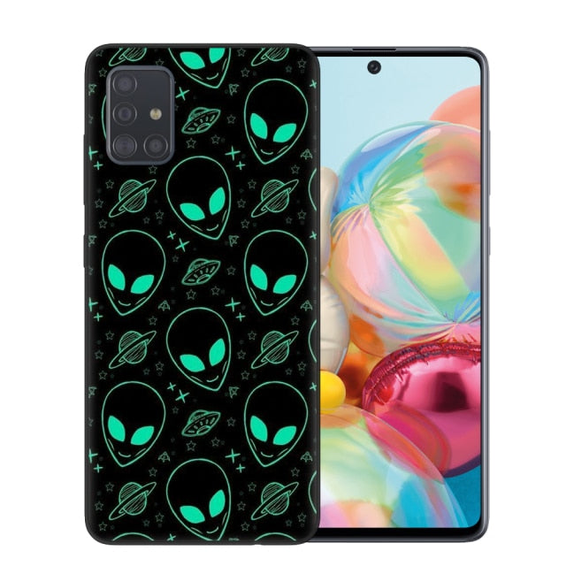 Aesthetics Cute Cartoon alien space Soft Phone Case Cover for Samsung A51 A71 A10 A20 A30 A40 A50 A70 A6 A8 Plus A7 A9 2018 Capa