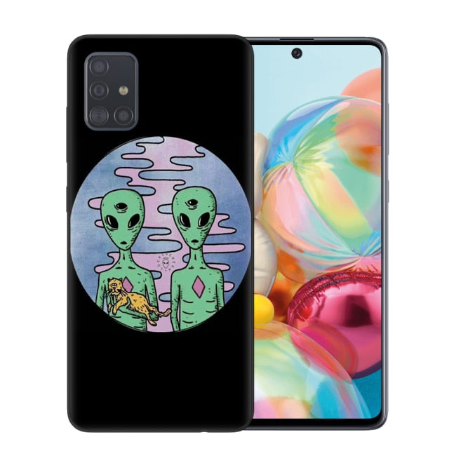 Aesthetics Cute Cartoon alien space Soft Phone Case Cover for Samsung A51 A71 A10 A20 A30 A40 A50 A70 A6 A8 Plus A7 A9 2018 Capa