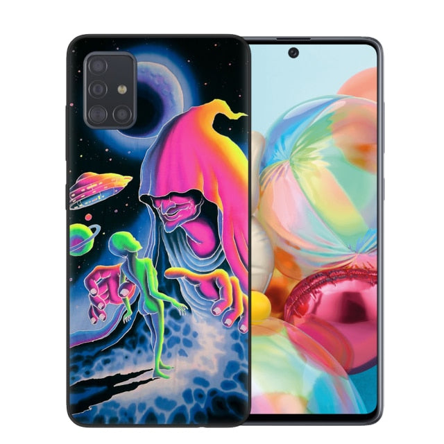 Aesthetics Cute Cartoon alien space Soft Phone Case Cover for Samsung A51 A71 A10 A20 A30 A40 A50 A70 A6 A8 Plus A7 A9 2018 Capa