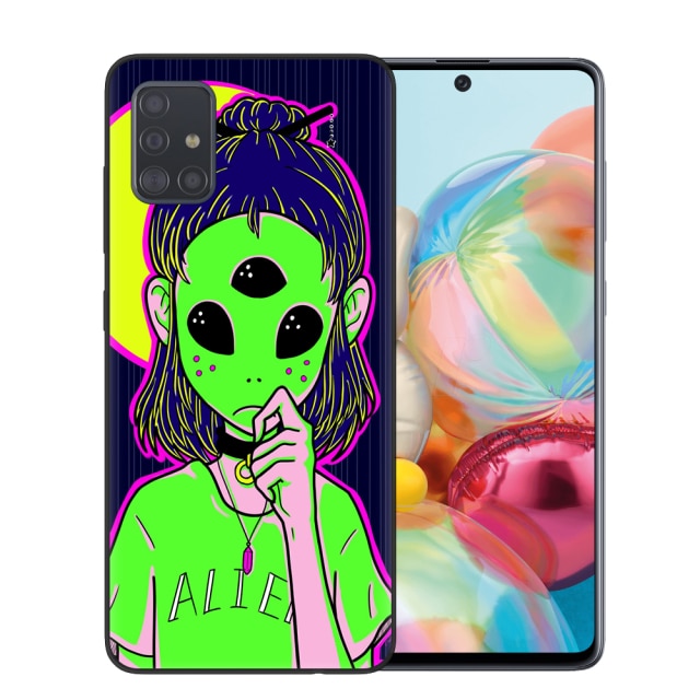 Aesthetics Cute Cartoon alien space Soft Phone Case Cover for Samsung A51 A71 A10 A20 A30 A40 A50 A70 A6 A8 Plus A7 A9 2018 Capa
