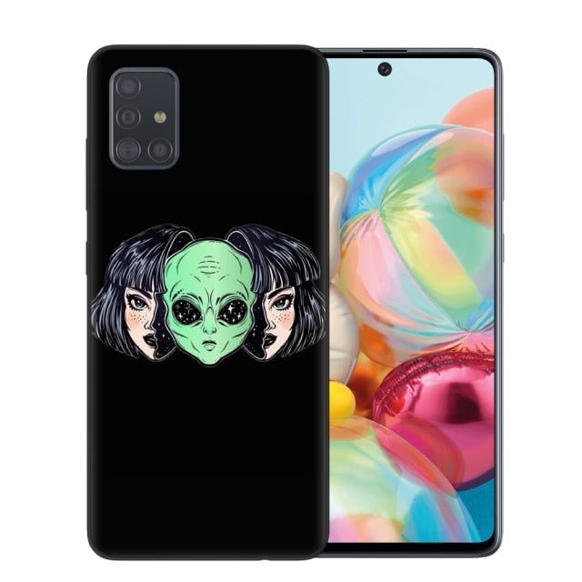 Aesthetics Cute Cartoon alien space Soft Phone Case Cover for Samsung A51 A71 A10 A20 A30 A40 A50 A70 A6 A8 Plus A7 A9 2018 Capa