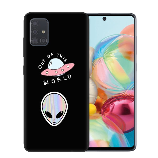 Aesthetics Cute Cartoon alien space Soft Phone Case Cover for Samsung A51 A71 A10 A20 A30 A40 A50 A70 A6 A8 Plus A7 A9 2018 Capa