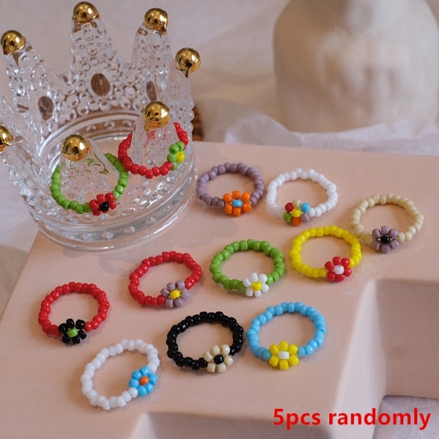 AOMU 5pcs/set Korea 2020 Chic Colorful Transparent Resin Acrylic Rings Hot Morandi Color Light Ring Women Party Jewelry Ring Set