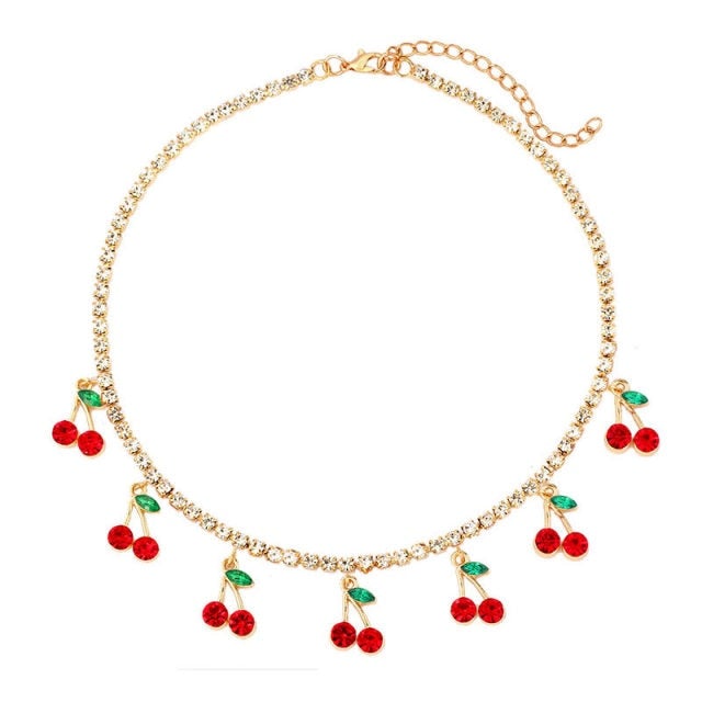 Caraquet Bling Metal 7 Pcs Butterfly Pendant Necklace Women Rhinestone Tennis Chain Choker Necklace Fashion Statement Jewelry