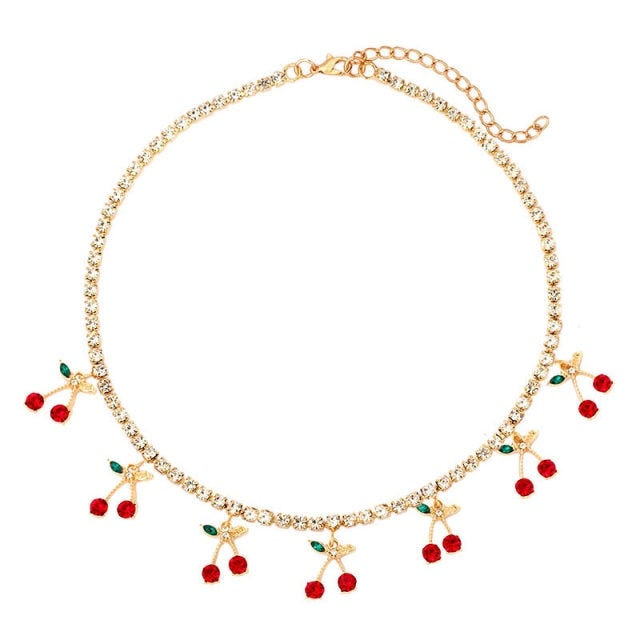 Caraquet Bling Metal 7 Pcs Butterfly Pendant Necklace Women Rhinestone Tennis Chain Choker Necklace Fashion Statement Jewelry