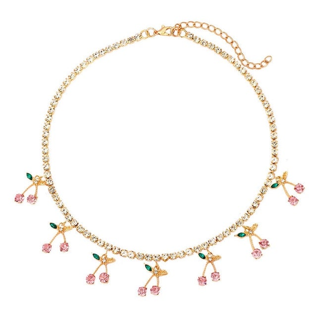 Caraquet Bling Metal 7 Pcs Butterfly Pendant Necklace Women Rhinestone Tennis Chain Choker Necklace Fashion Statement Jewelry