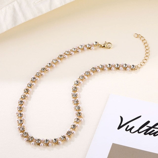 DAXI Beaded Choker Pearl Necklace For Women Gold Chain Necklaces Pendant Collar Chokers Chains Bead Necklace Womens Jewelry 2020