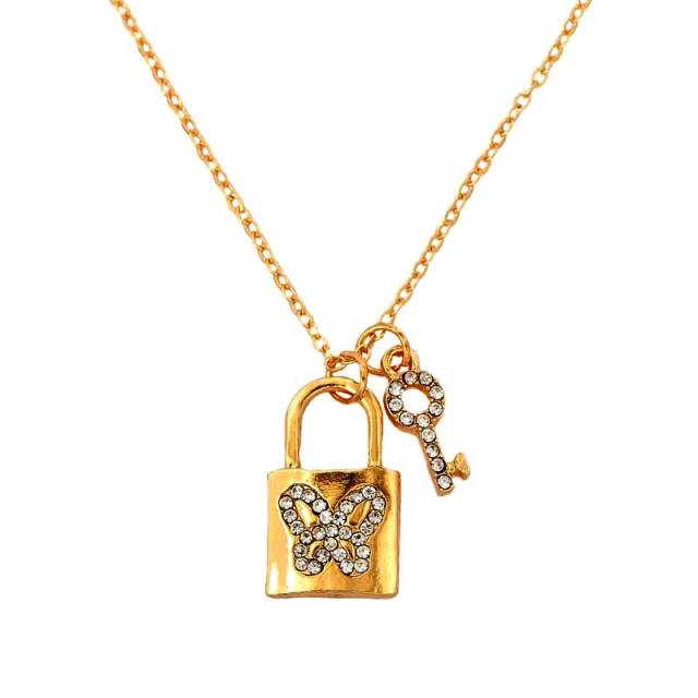 Flatfoosie Multilayer Butterfly Pendant Necklace For Women Gold Color Crystal ANGEL Letters Choker Necklace Boho Jewelry Gift
