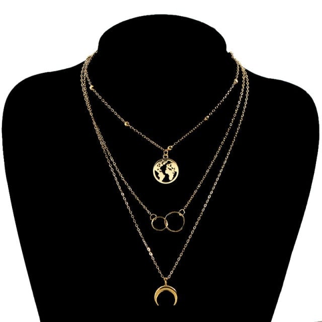 Flatfoosie Multilayer Butterfly Pendant Necklace For Women Gold Color Crystal ANGEL Letters Choker Necklace Boho Jewelry Gift