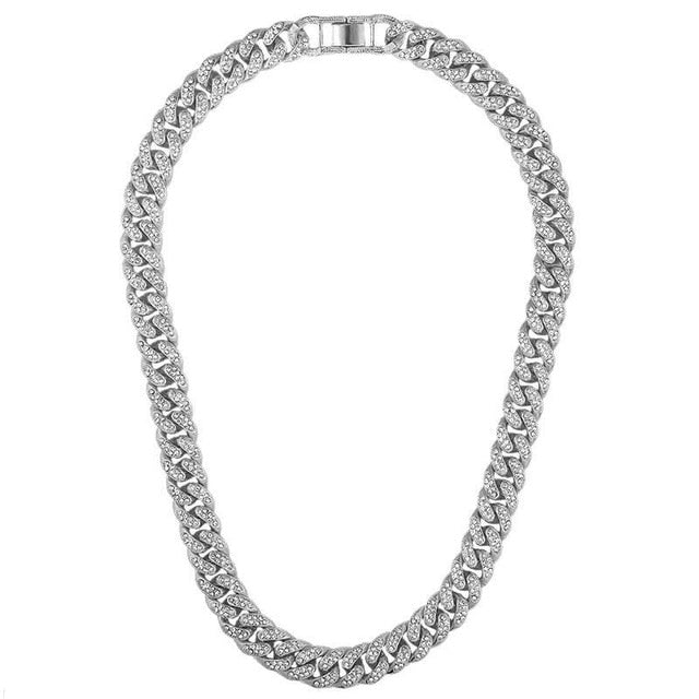 Flatfoosie Iced Out Full Rhinestone Cuban Chain Necklace Women Multilayer Crystal Butterfly Letter Pendant Necklace Punk Jewelry