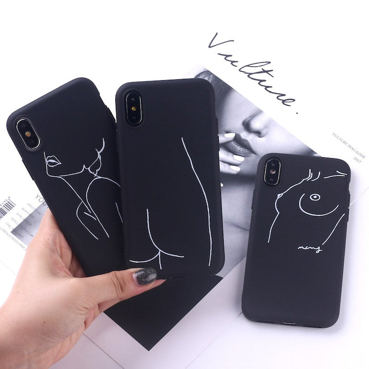 Black Sexy Art Rose Lover Harajuku Aesthetics Soft Silicone Candy Phone Case For iPhone 12 Mini 11 5S 8 8Plus X XS Max 7 7Plus