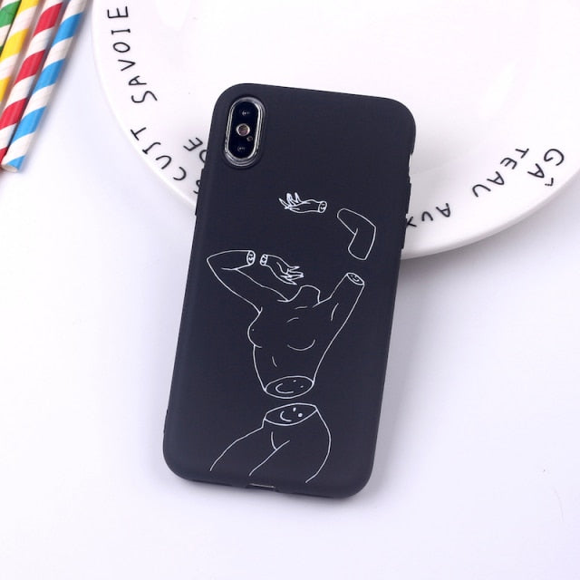Black Sexy Art Rose Lover Harajuku Aesthetics Soft Silicone Candy Phone Case For iPhone 12 Mini 11 5S 8 8Plus X XS Max 7 7Plus