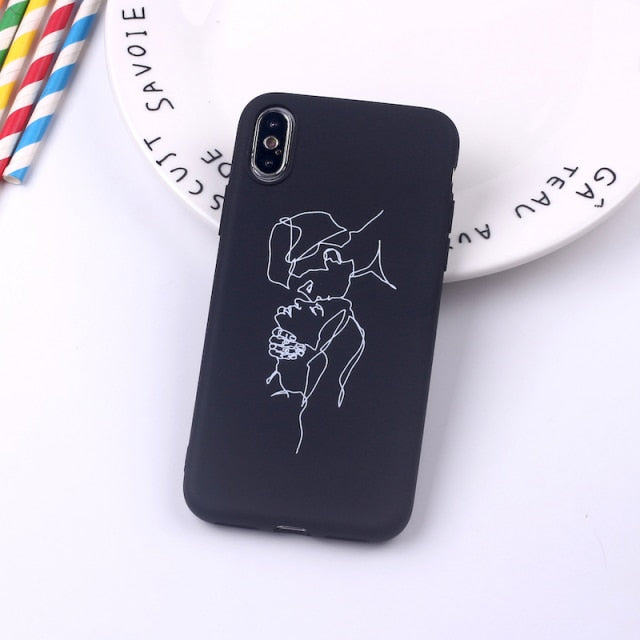 Black Sexy Art Rose Lover Harajuku Aesthetics Soft Silicone Candy Phone Case For iPhone 12 Mini 11 5S 8 8Plus X XS Max 7 7Plus