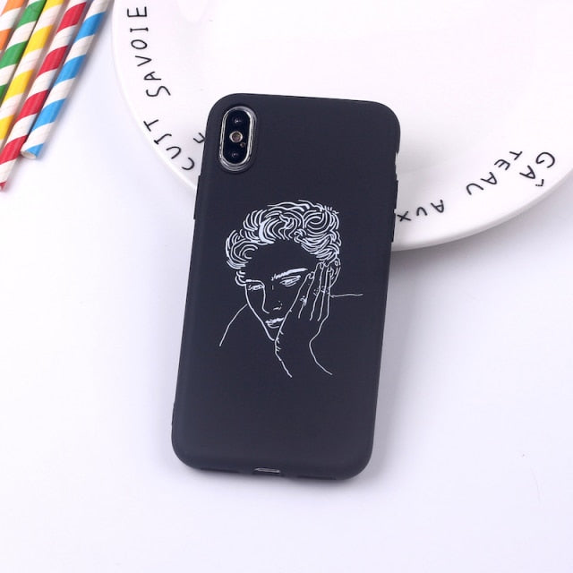 Black Sexy Art Rose Lover Harajuku Aesthetics Soft Silicone Candy Phone Case For iPhone 12 Mini 11 5S 8 8Plus X XS Max 7 7Plus